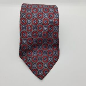 Lord & Taylor Kensington Collection red blue medallion tie 58.5 inch